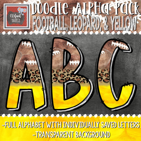 Doodle Alpha - Football, Leopard, Yellow
