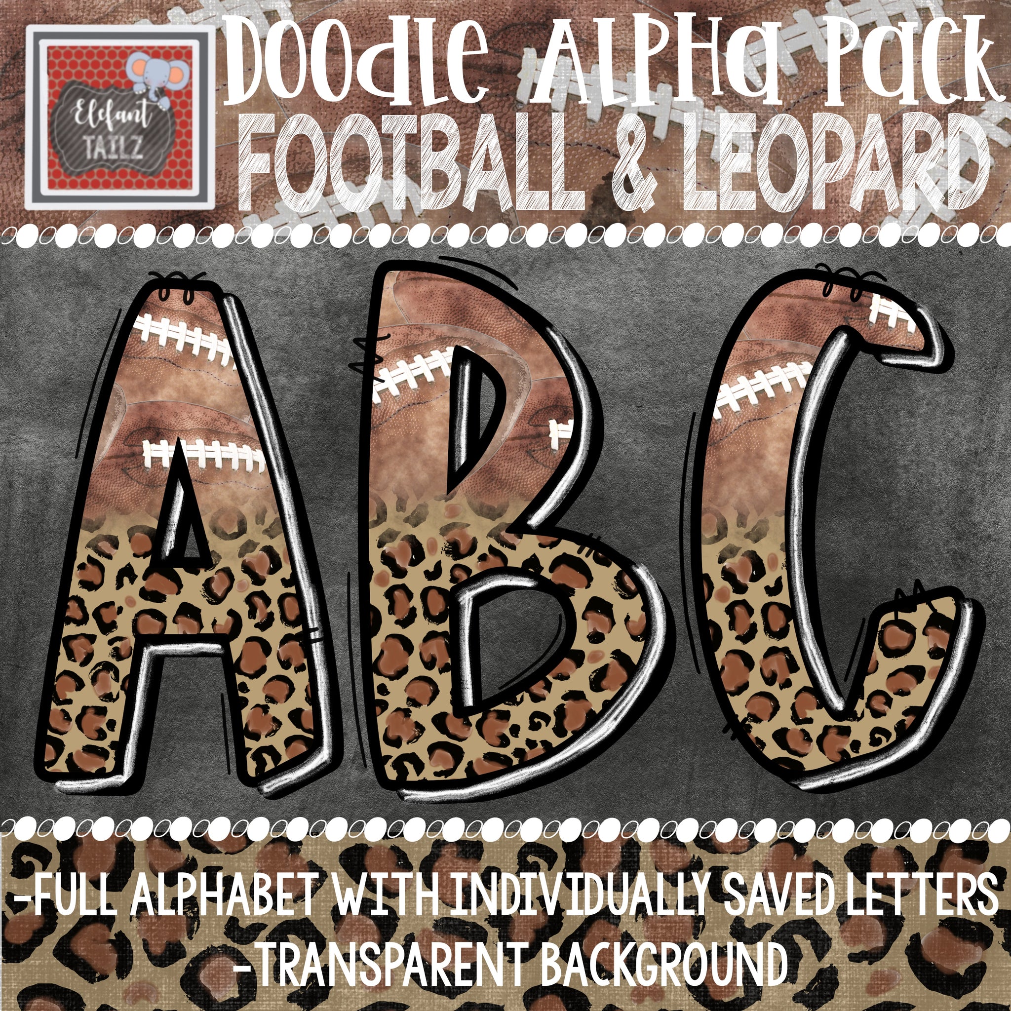 Doodle Alpha - Football & Leopard