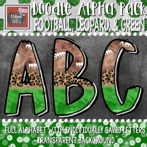 Doodle Alpha - Football, Leopard, Green