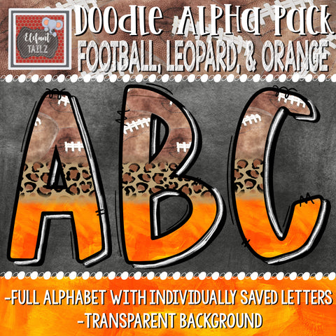 Doodle Alpha - Football, Leopard, Orange