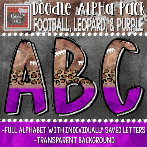 Doodle Alpha - Football, Leopard, Purple