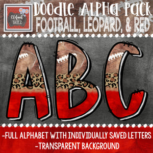 Doodle Alpha - Football, Leopard, Red