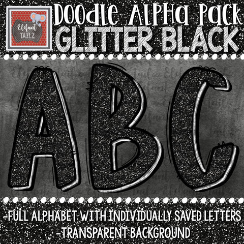 Doodle Alpha - Glitter Black