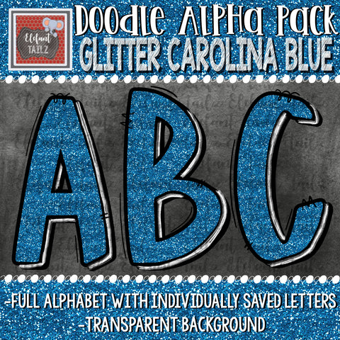 Doodle Alpha - Glitter Carolina Blue