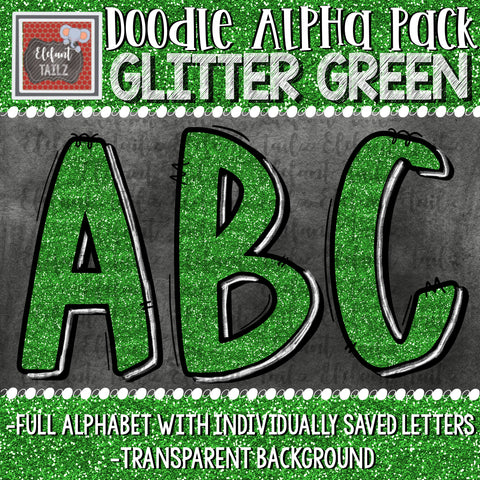 Doodle Alpha - Glitter Green