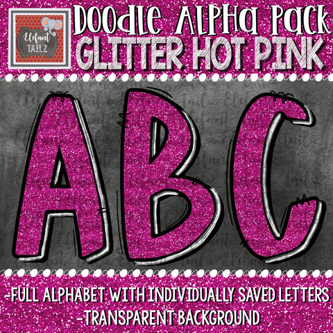 Doodle Alpha - Glitter Hot Pink