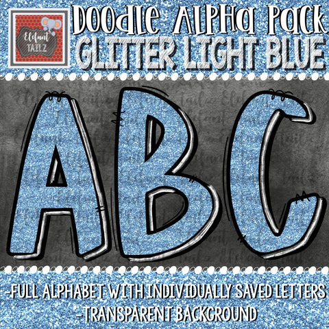 Doodle Alpha - Glitter Light Blue