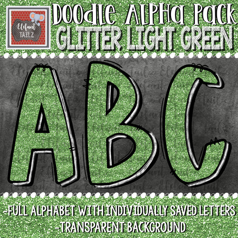 Doodle Alpha - Glitter Light Green