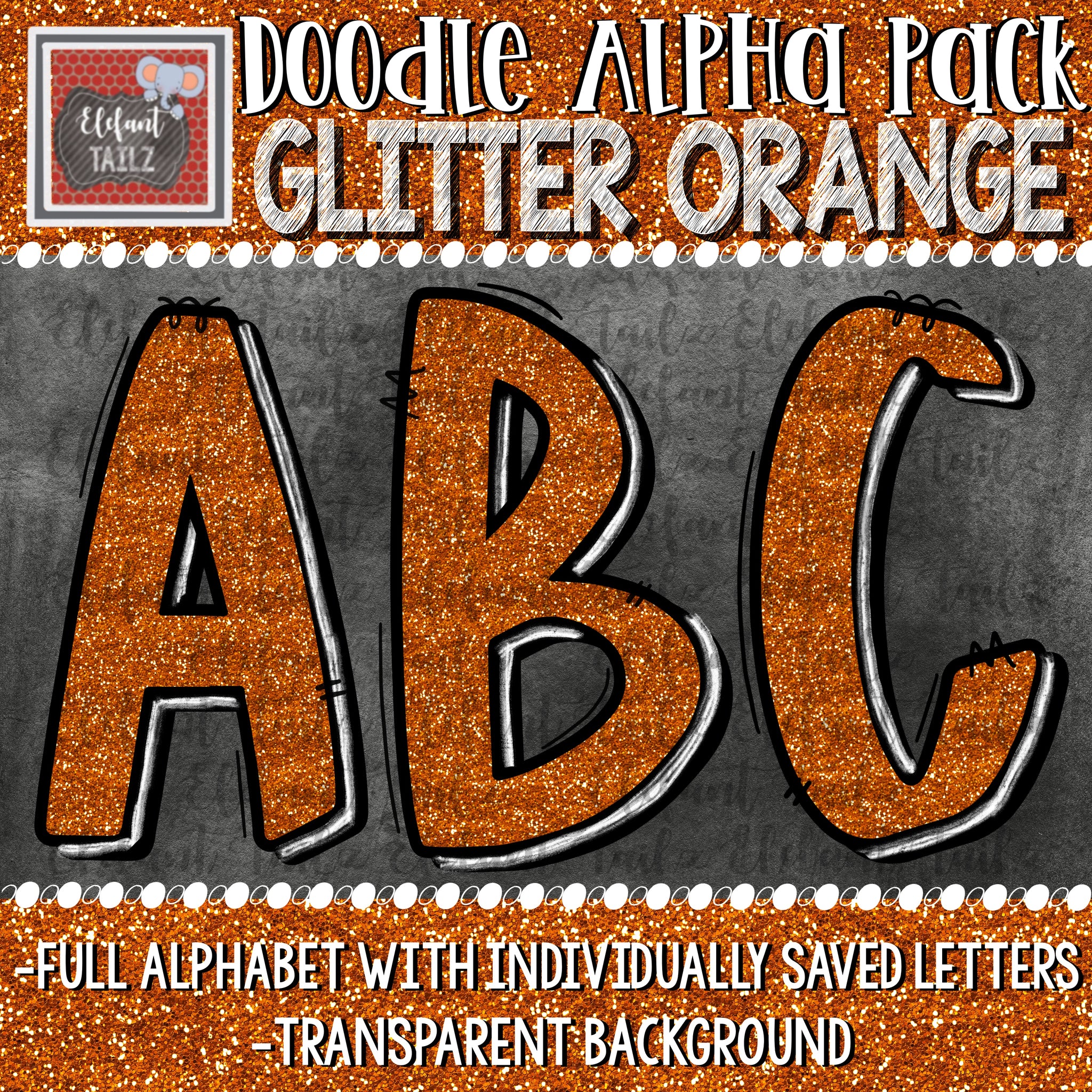 Doodle Alpha - Glitter Orange