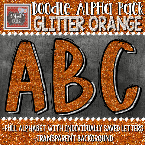 Doodle Alpha - Glitter Orange
