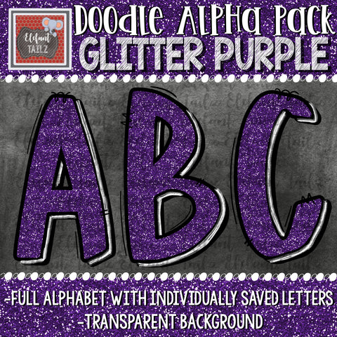 Doodle Alpha - Glitter Purple