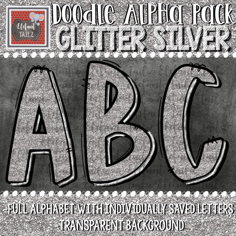 Doodle Alpha - Glitter Silver