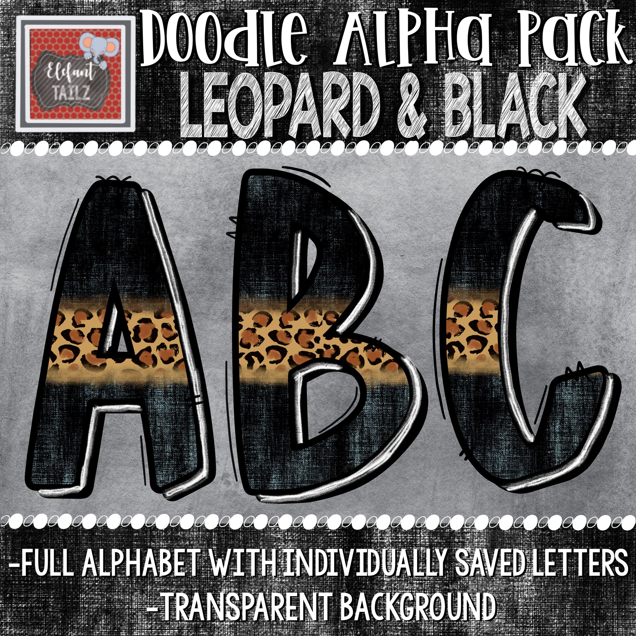 Doodle Alpha - Leopard & Black