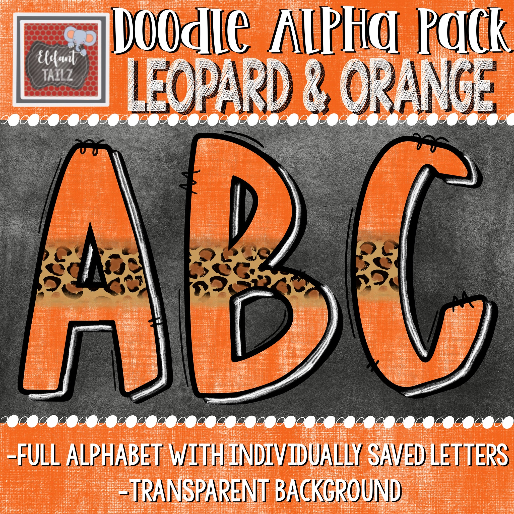 Doodle Alpha - Leopard & Orange