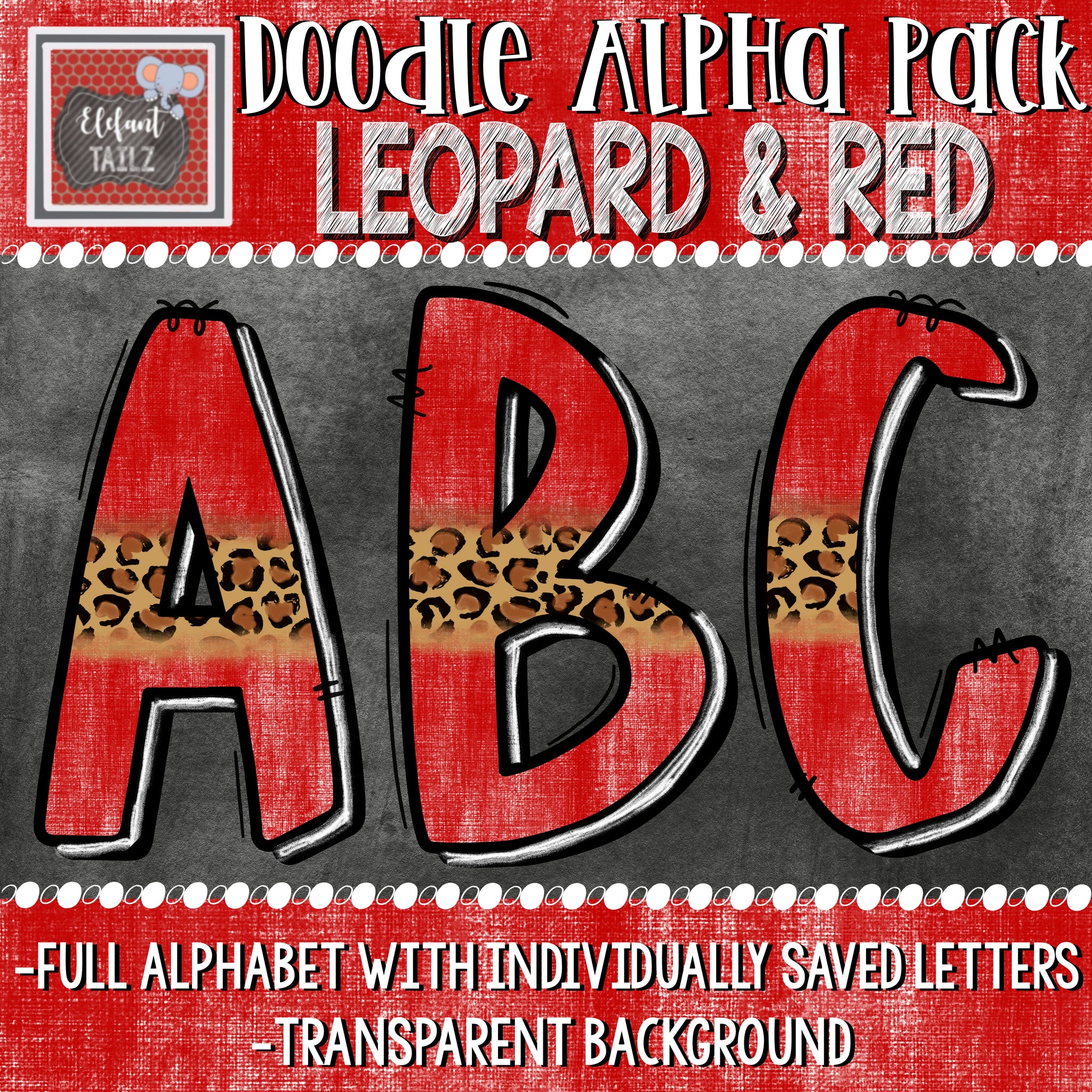 Doodle Alpha - Leopard & Red