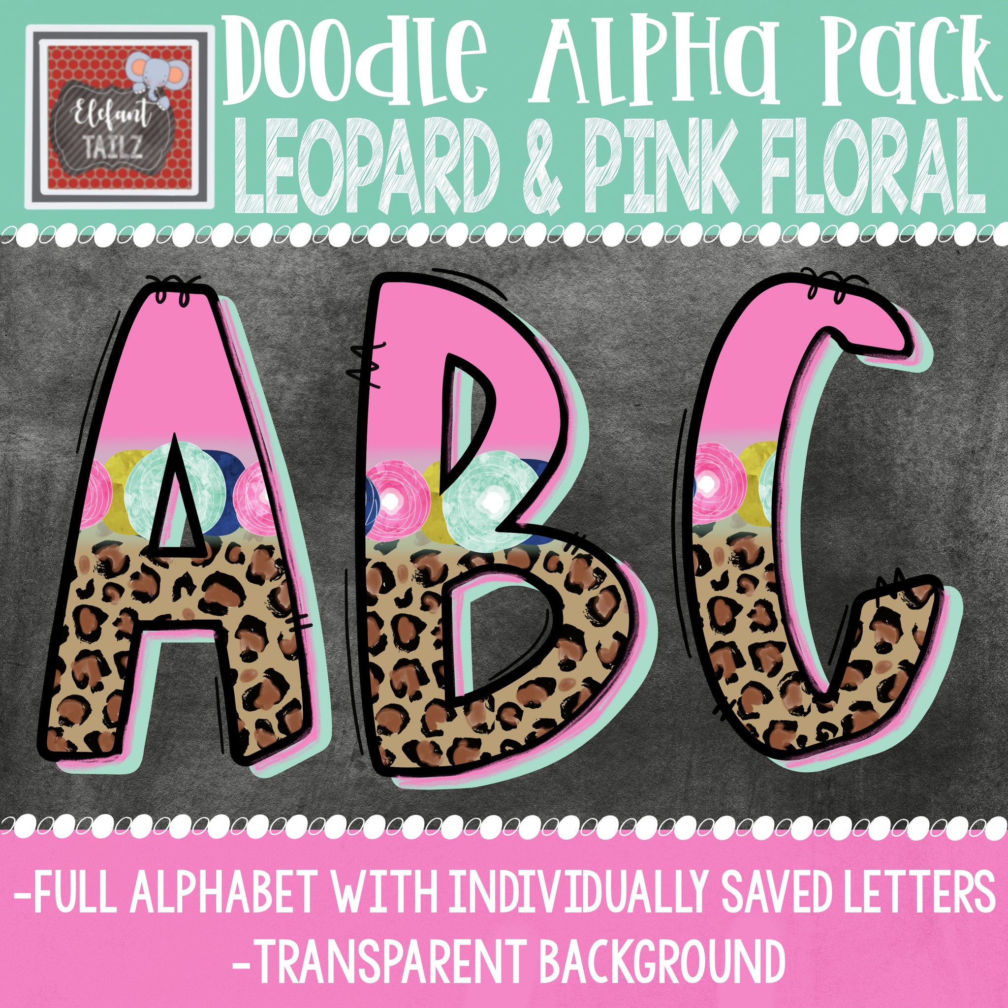 Doodle Alpha - Leopard & Pink Floral