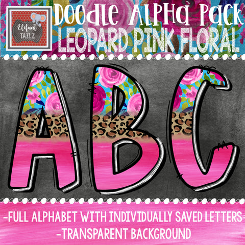 Doodle Alpha - Leopard Pink Floral