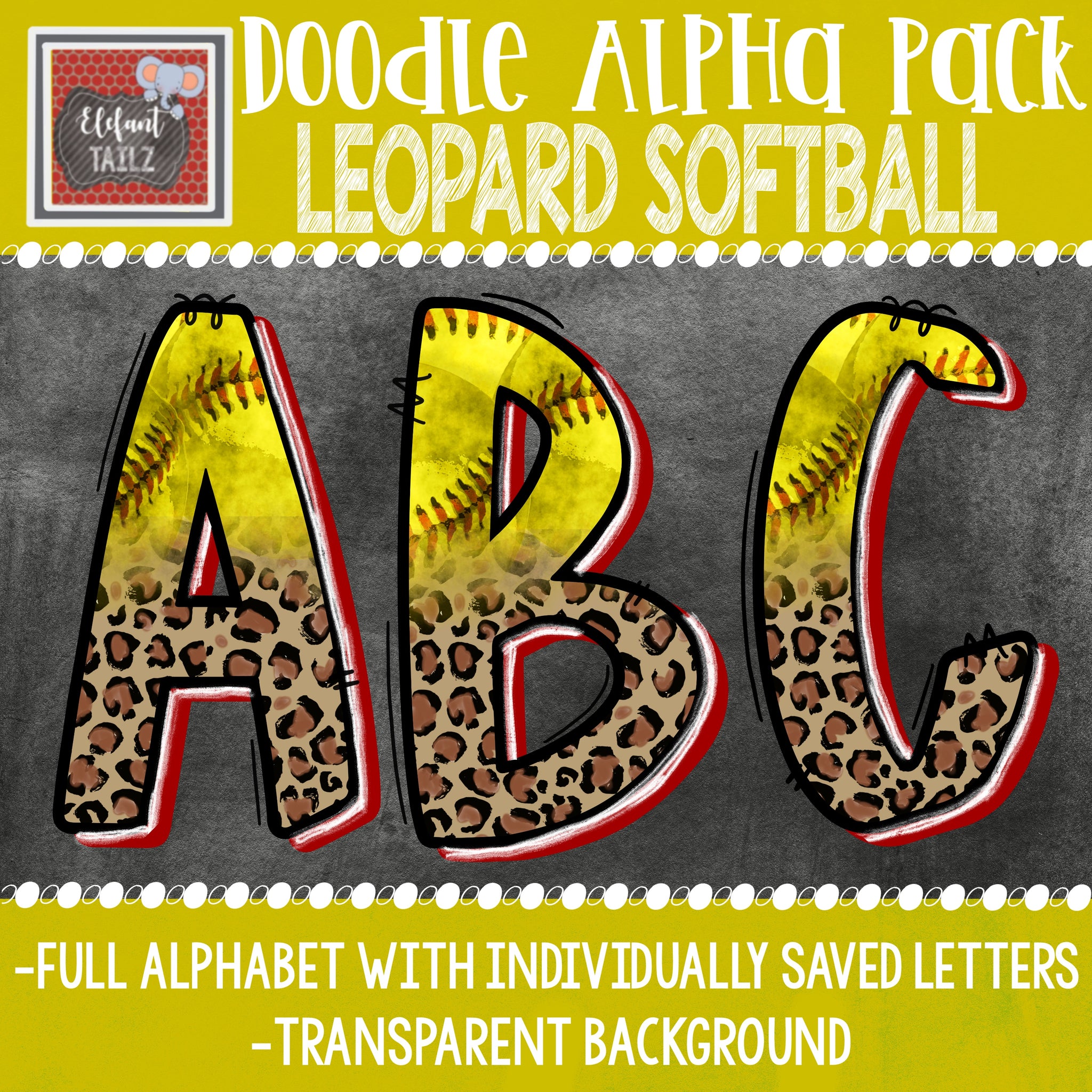 Doodle Alpha - Leopard & Softball