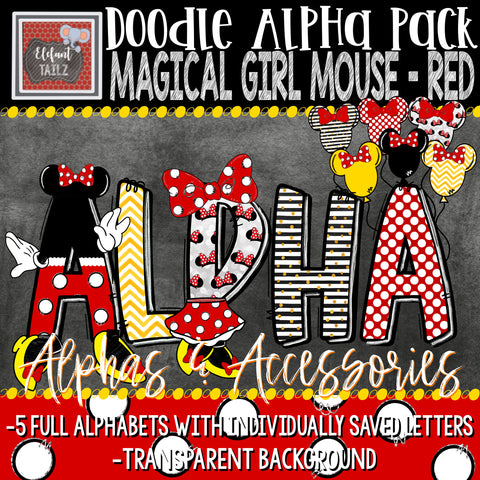Doodle Alpha BUNDLE - Magical Mouse Girl - Red