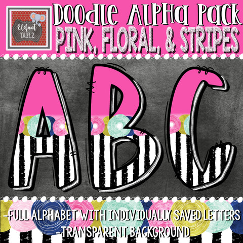 Doodle Alpha - Pink Floral Stripe