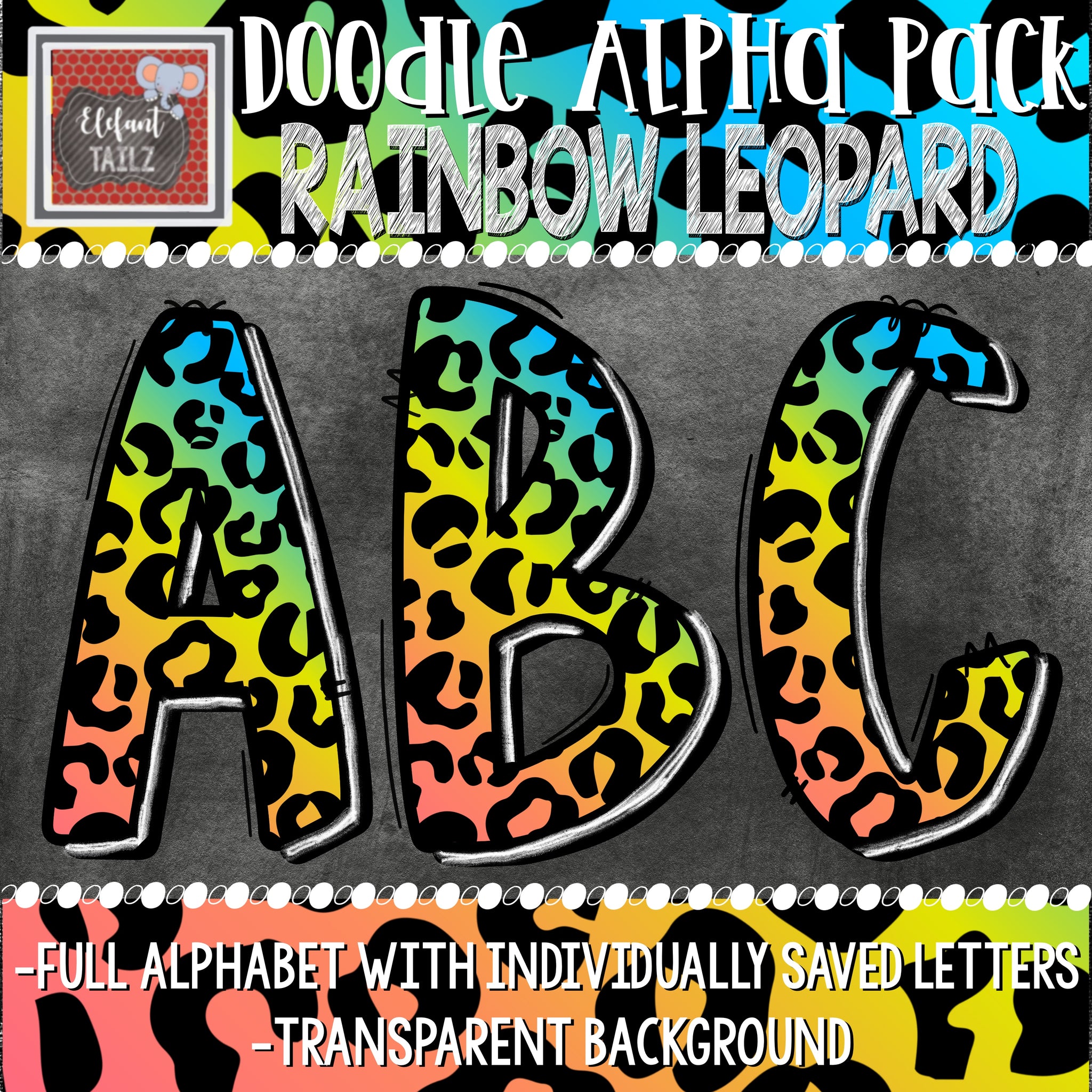 Doodle Alpha - Rainbow Leopard