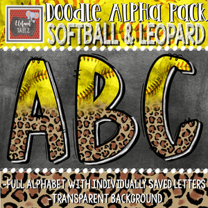Doodle Alpha - Softball & Leopard