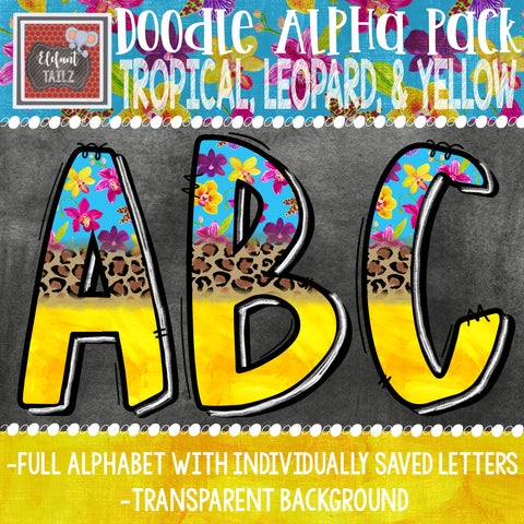 Doodle Alpha - Tropical Leopard & Yellow