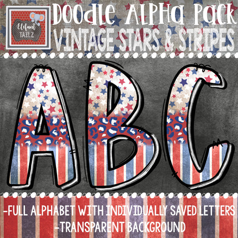 Doodle Alpha - Vintage Stars, Leopard, & Stripes