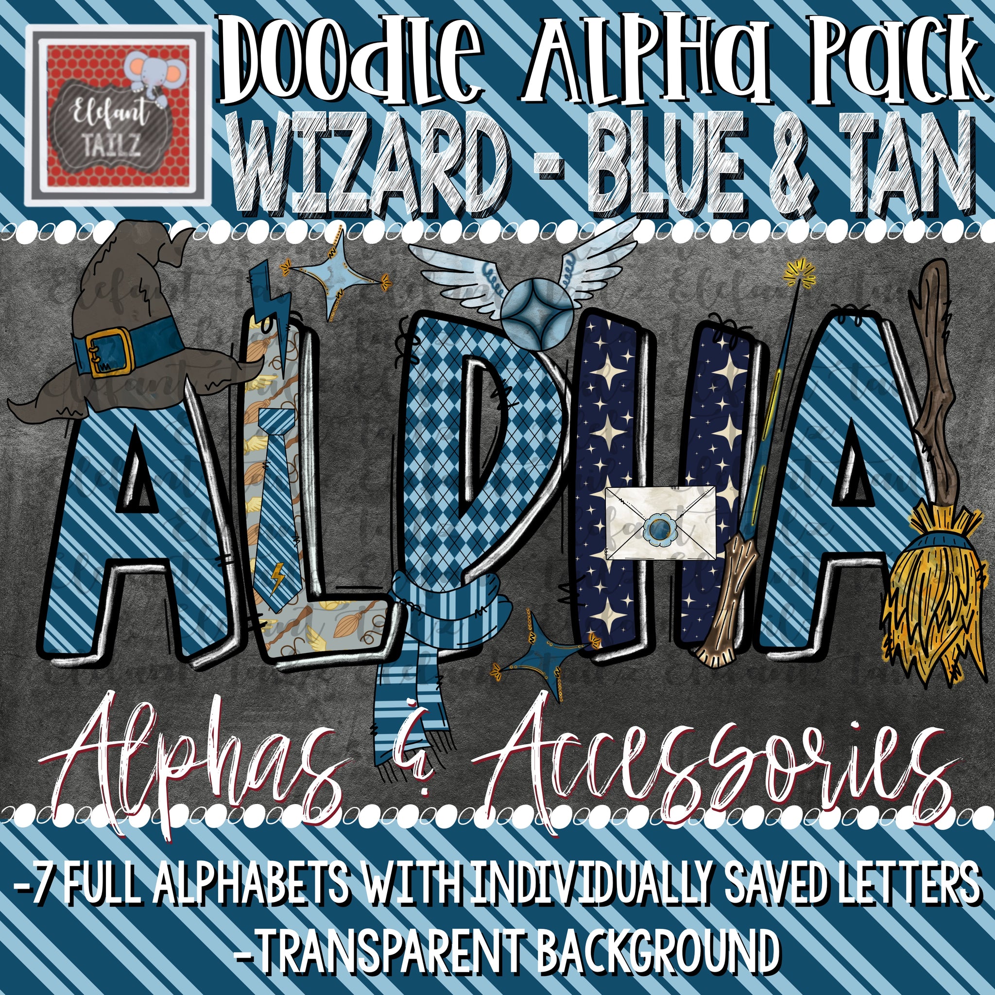 Doodle Alpha BUNDLE - Wizard Blue & Tan