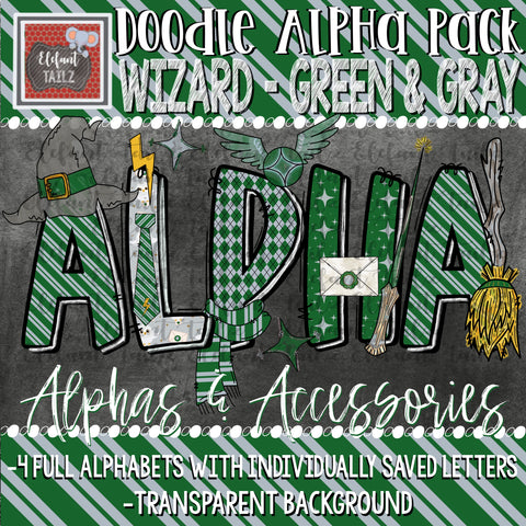 Doodle Alpha BUNDLE - Wizard Green & Gray