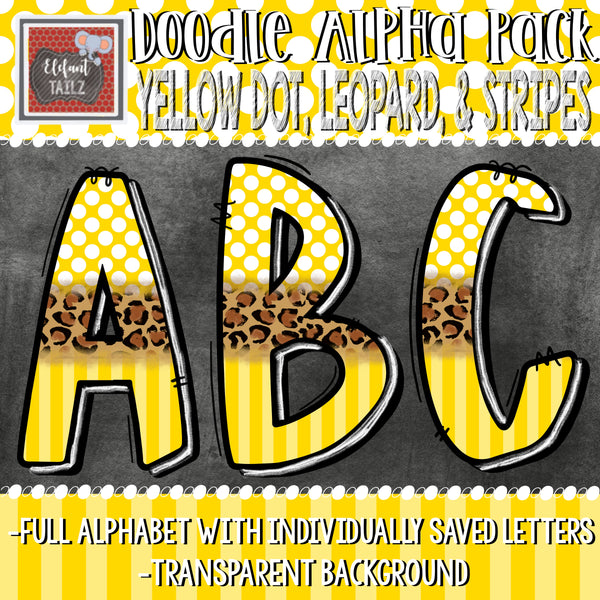 Doodle Alpha BUNDLE - Yellow & Leopard