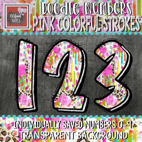 Doodle Numbers - Pink Colorful Strokes