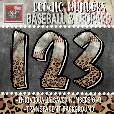 Doodle Numbers - Baseball & Leopard