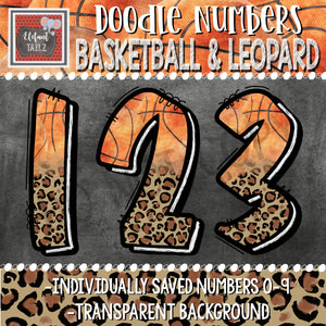 Doodle Numbers - Basketball & Leopard