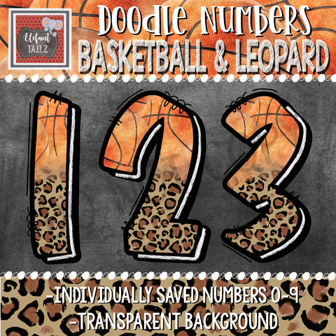 Doodle Numbers - Basketball & Leopard