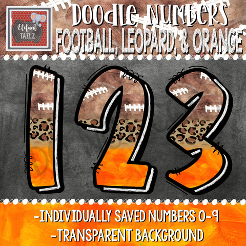 Doodle Numbers - Football, Leopard, & Orange