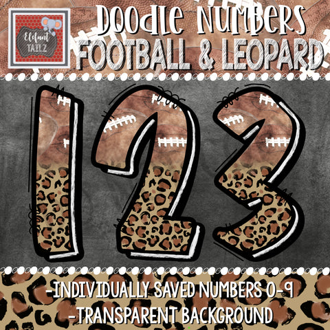 Doodle Numbers - Football & Leopard