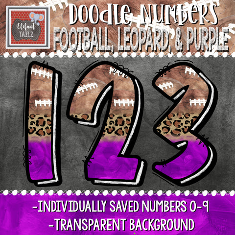 Doodle Numbers - Football, Leopard, & Purple