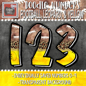 Doodle Numbers - Football, Leopard, & Yellow