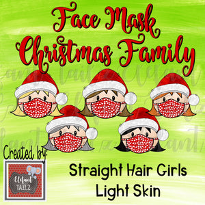 Face Mask Christmas Family - Short Straight Hair Girls - Light Skin