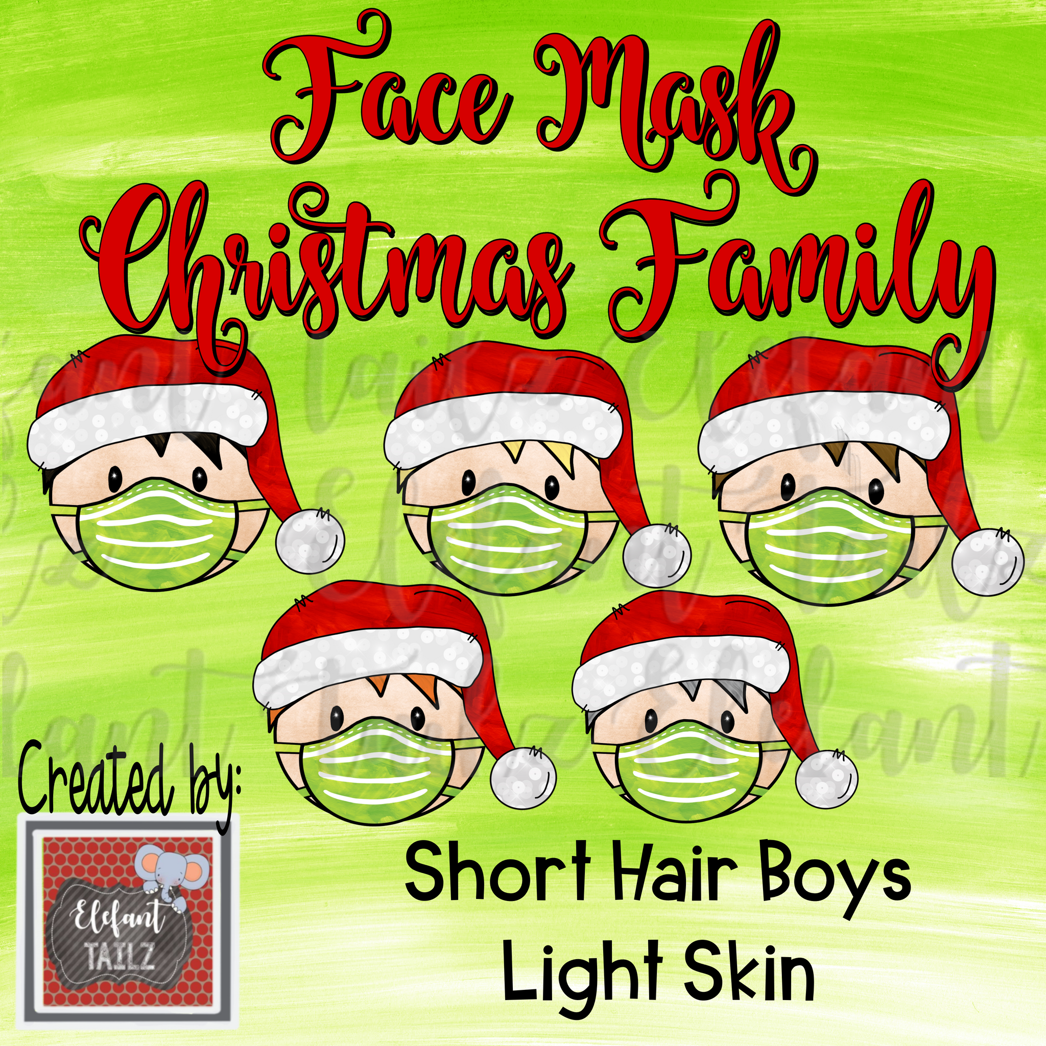 Face Mask Christmas Family - Short Hair Boys - Light Skin