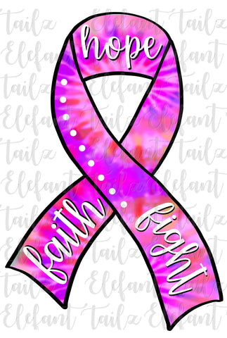 Faith Hope Fight Tie Dye Breast Cancer Ribbon