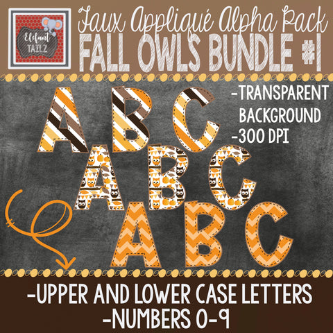 Alpha & Number Pack - Fall Owls BUNDLE #1