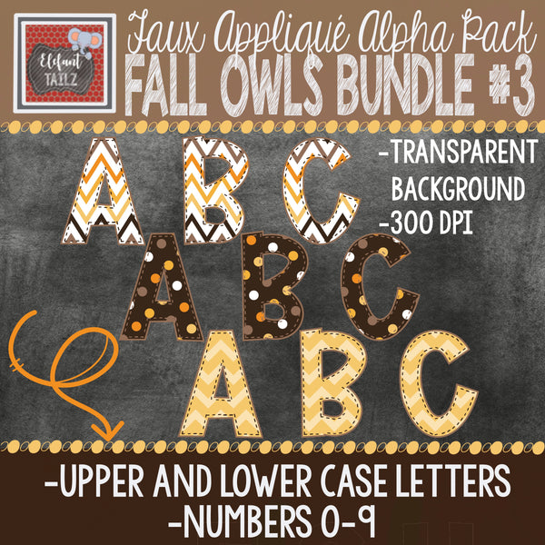 Alpha & Number Pack - Fall Owls BUNDLE #3