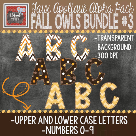 Alpha & Number Pack - Fall Owls BUNDLE #3