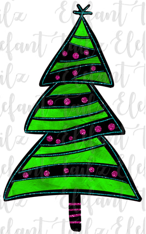 Funky Christmas Tree Pink & Green