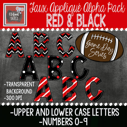 Game Day Series Alpha & Number Pack - Red & Black