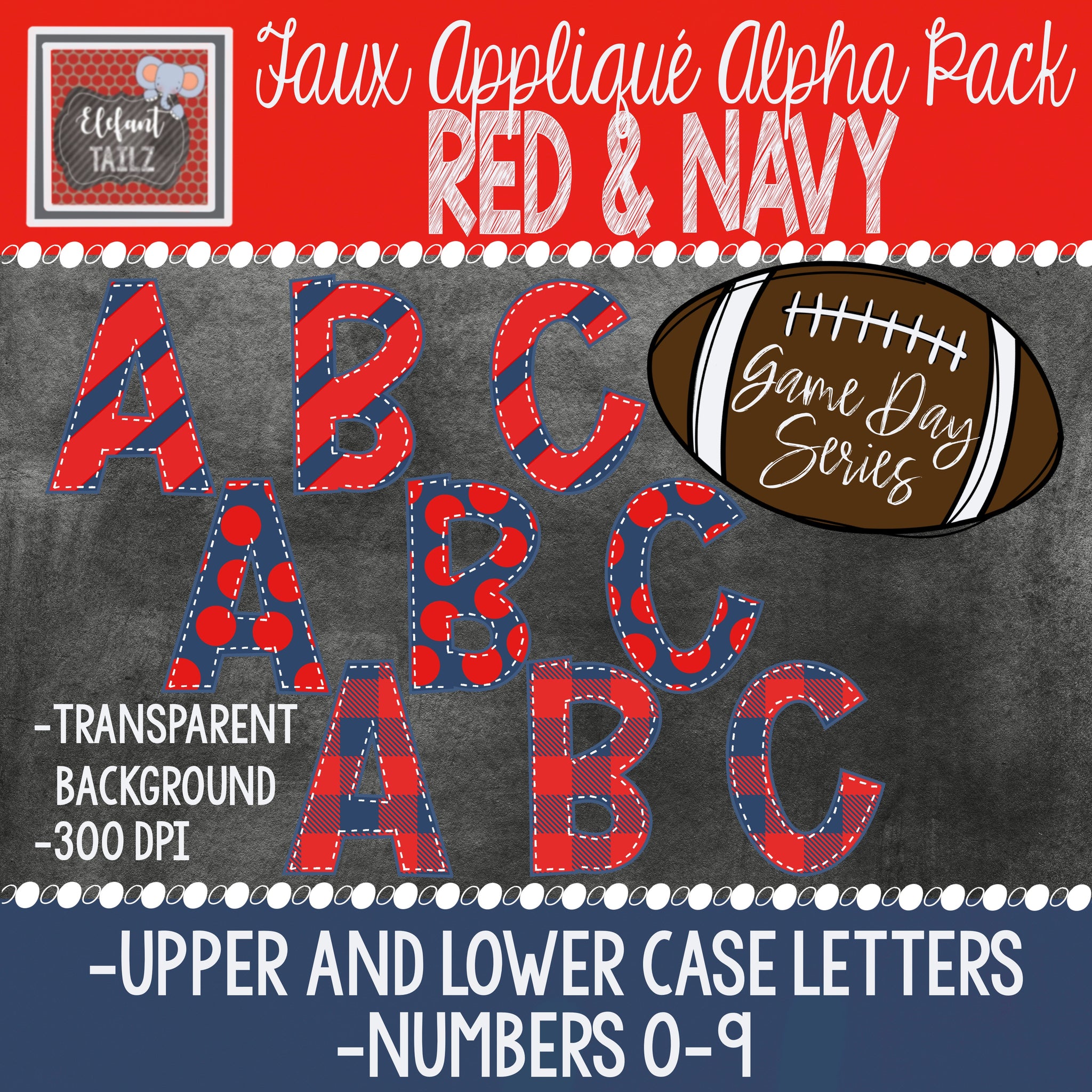 Game Day Series Alpha & Number Pack - Red & Navy Bundle