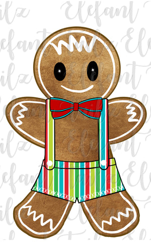 Gingerbread Boy Bright Overalls