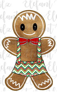 Gingerbread Boy Chevron Overalls